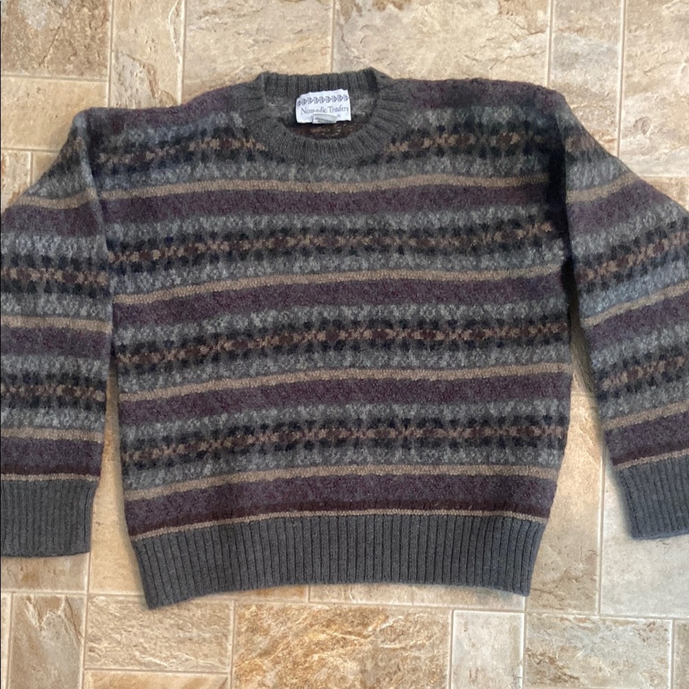 100% wool brown patterned winter Normic Traders sweater